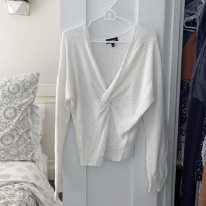 Express Tie Front Low Cut Sweater